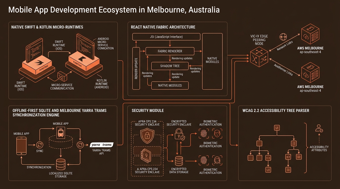 App Development in Melbourne Technical Architecture Infographic