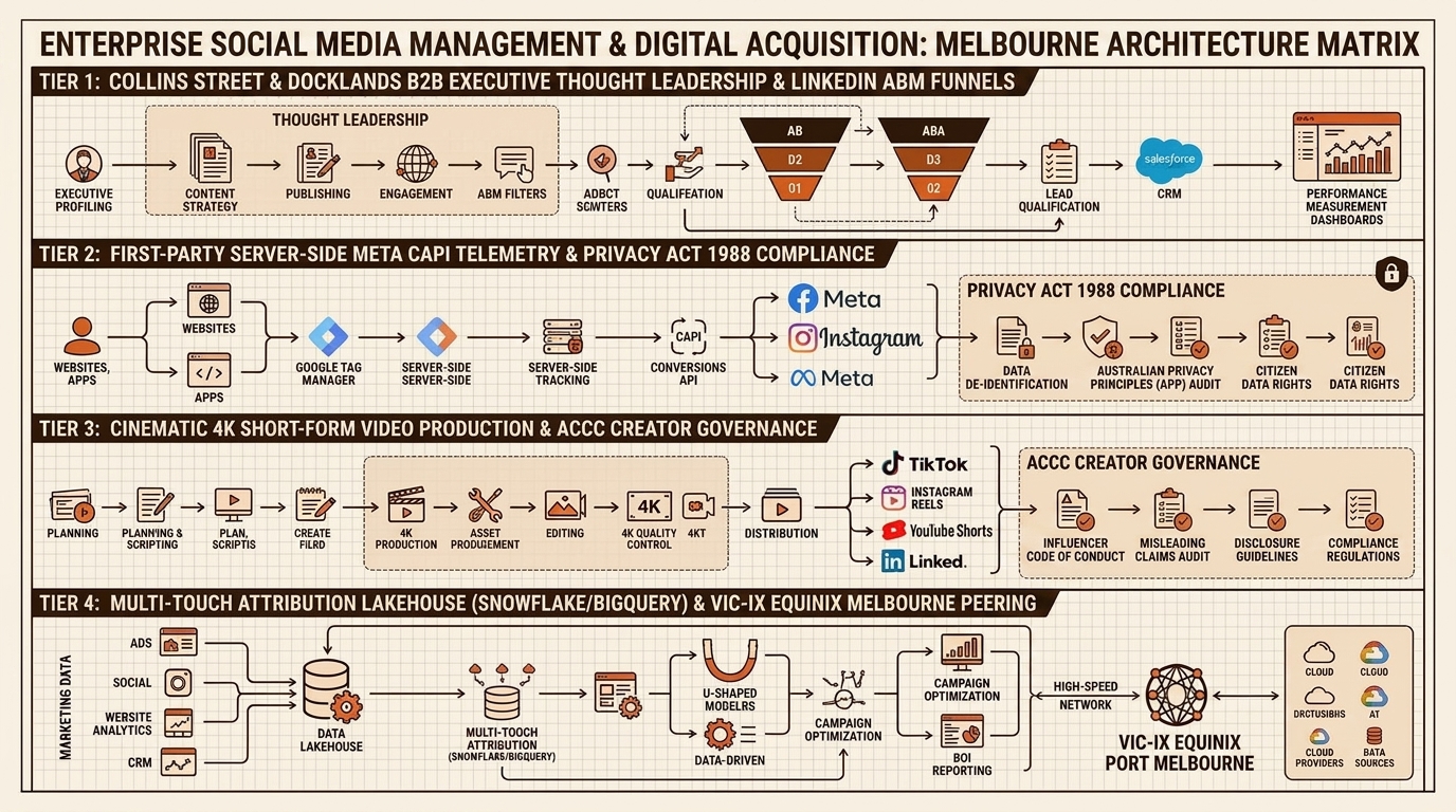 Social Media Management in Melbourne Technical Architecture Infographic
