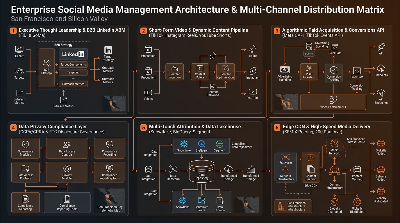 Social Media Management in San Francisco Technical Architecture Infographic