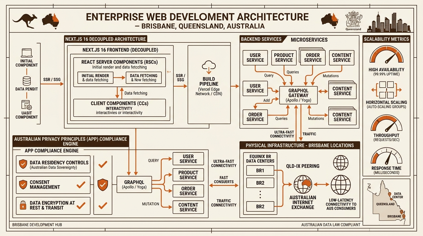Web Development in Brisbane Technical Architecture Infographic