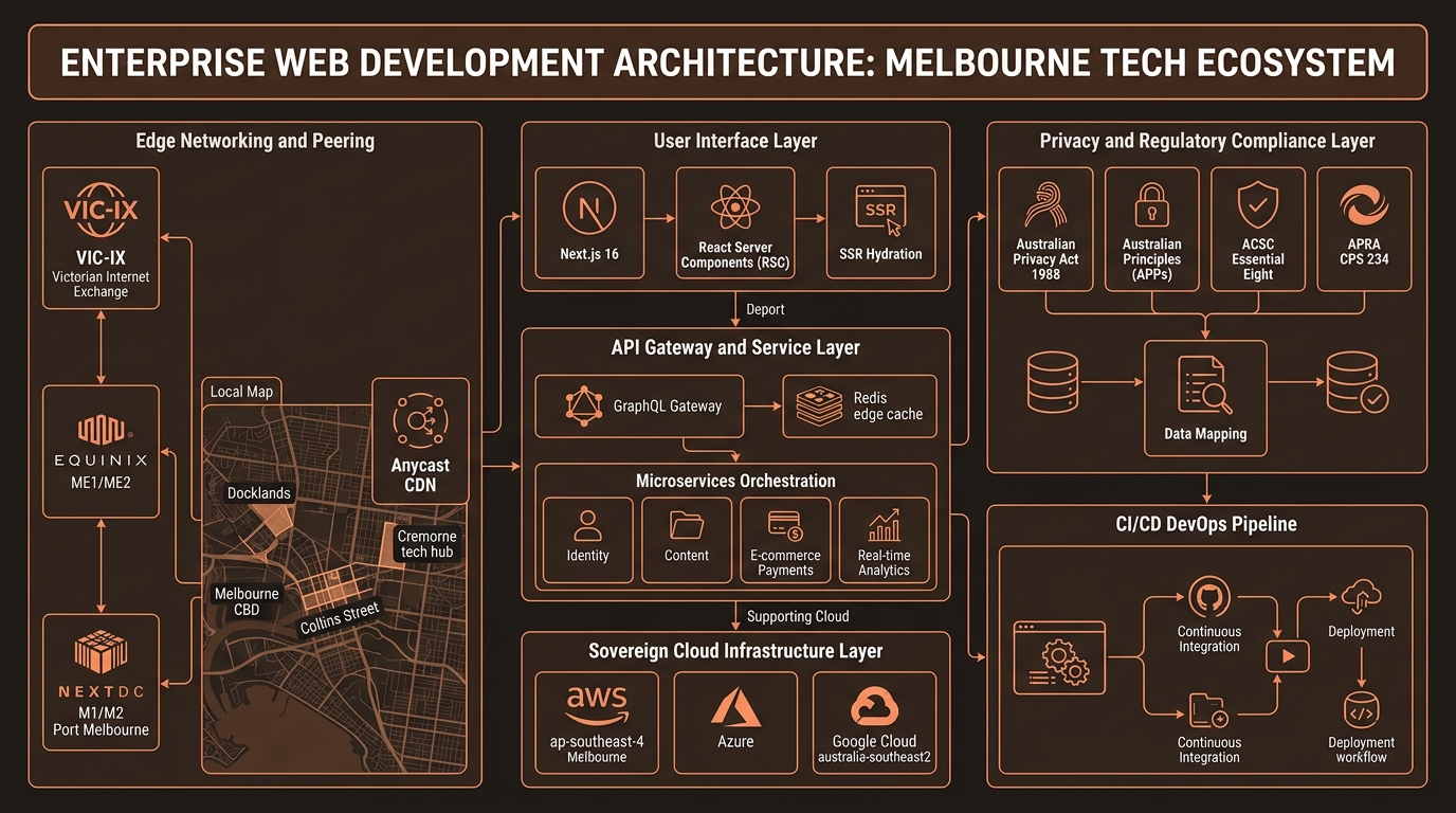Web Development in Melbourne Technical Architecture Infographic
